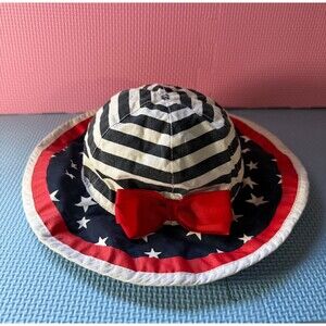 Toddler Summer Sun hat Bow Red White Blue Patriotic 24m-3t  4th Of July Hat